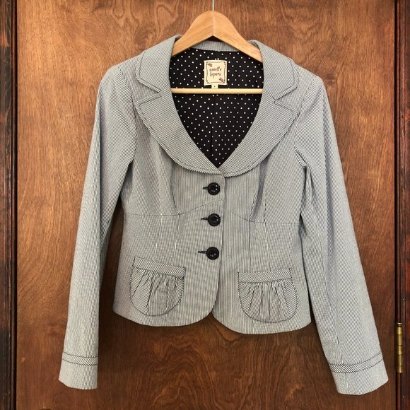 ISO Nanette Lepore Blue Pinstripe Jacket 4 - Picture 1 of 1